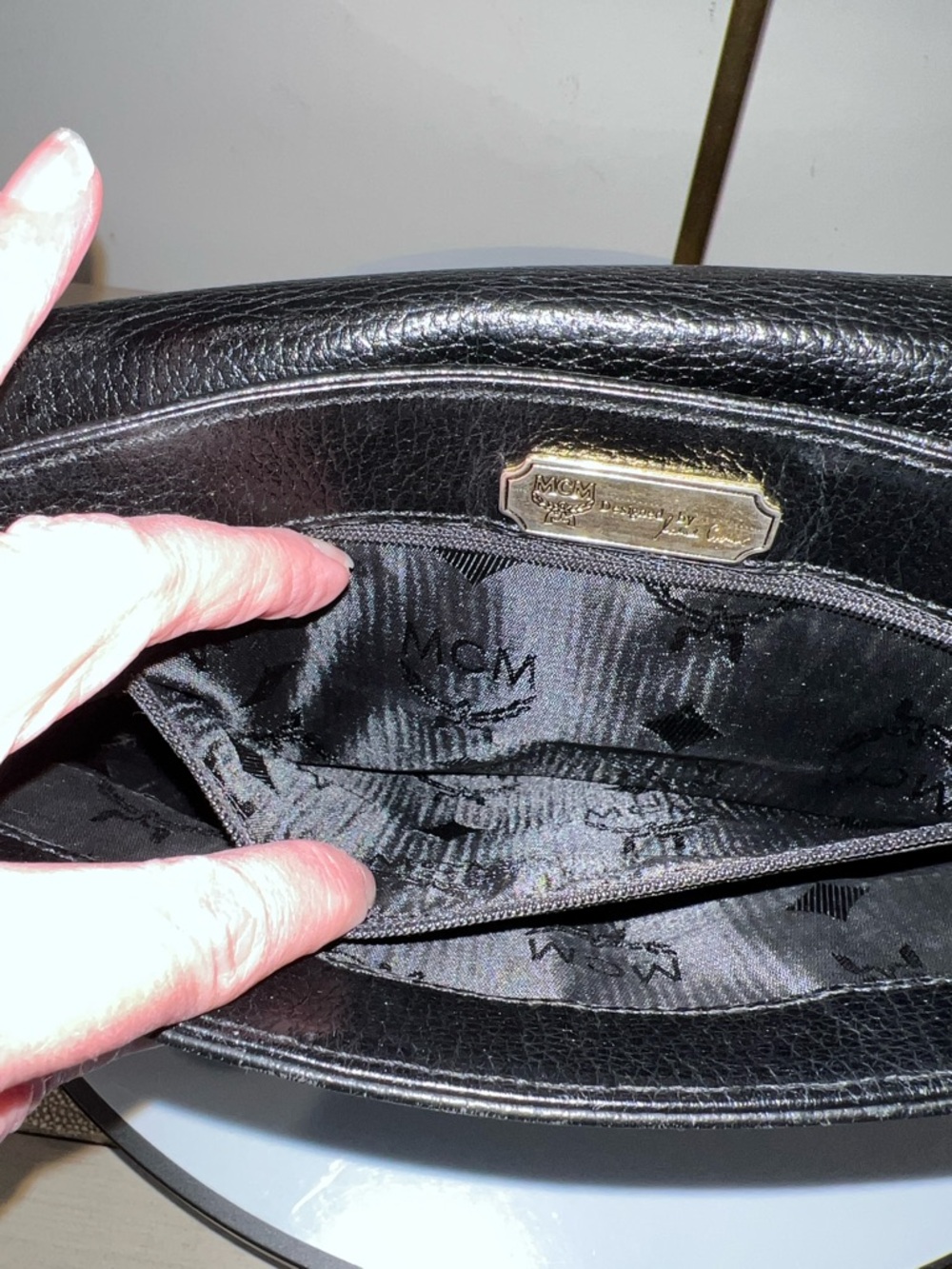 MCM Black Leather Crossbody Bag with Gold Accents - Picture 8 of 15